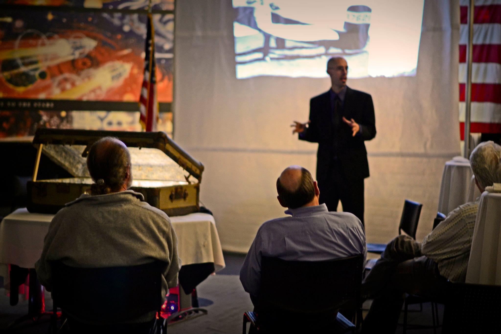 Nova Hall presenting about Donald A Hall to at the Challenger Space Center in Peoria, Arizona.