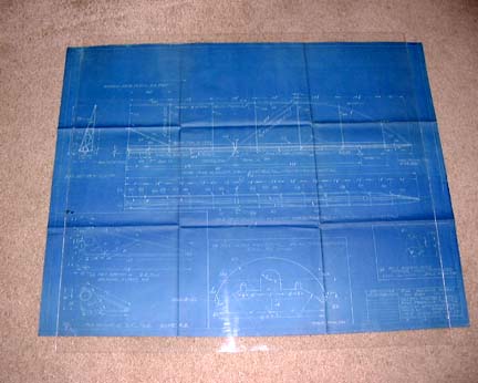 Original blueprint detailing the welded tubular steel fuselage side elevation and structural Warren truss layout of the Ryan M-2.