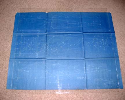 Original blueprint showing the top and bottom plan view layout of the welded steel-tube fuselage frame for the Ryan M-2 monoplane.