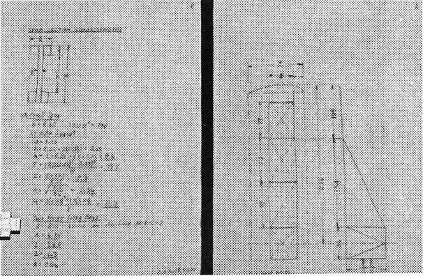 Engineering calculation sheet detailing structural cross-section and bending stress formulas for the Ryan NYP wing spar.